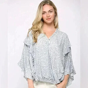 GIGIO Steele Blue Dolman Sleeve top | Size Small